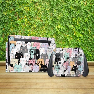Nintendo Switch Skin Cute Cats Kittens Custom Switch OLED Vinyl Skin Cadeau voor gamers en nerds Gamingaccessoires Cadeau voor haar