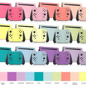 Leuke pastelkleurige Nintendo Switch-skinsticker effen pastelroze, Robins Egg, Teal, Lime, Coral, Sticker, JoyCon, Dock, Console