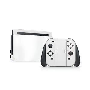 Nintendo Switch Skin Solid White Decal for Joy-Con Gaming Controller Console & Dock OLED + Standard Scratch Protection + Sleek Design
