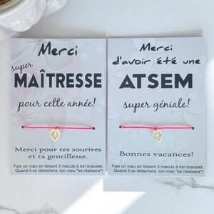 Wish bracelet card, teacher gift, atsem