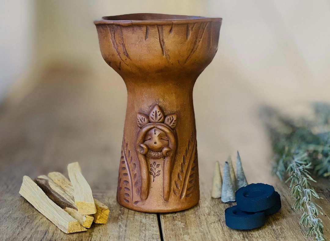 1) Copal Burner With Sacred Feminine Figure, Ceremonial Chalice for ...