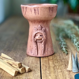 Ceramic Copalera Incense Burner. Ceremonial Chalice for Rituals, Smudge Bowl for Incense. copalera for shamans