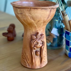 Sacred Feminine Copal Burner with Rose Detail – Magdalena Ceremonial Chalice for Rituals, Copalera