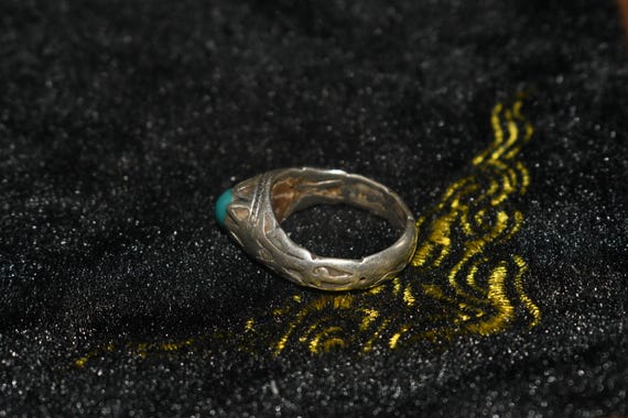 Rare Antique Old Near Eastern Solid Silver Ring w… - image 3