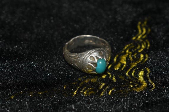 Rare Antique Old Near Eastern Solid Silver Ring w… - image 2