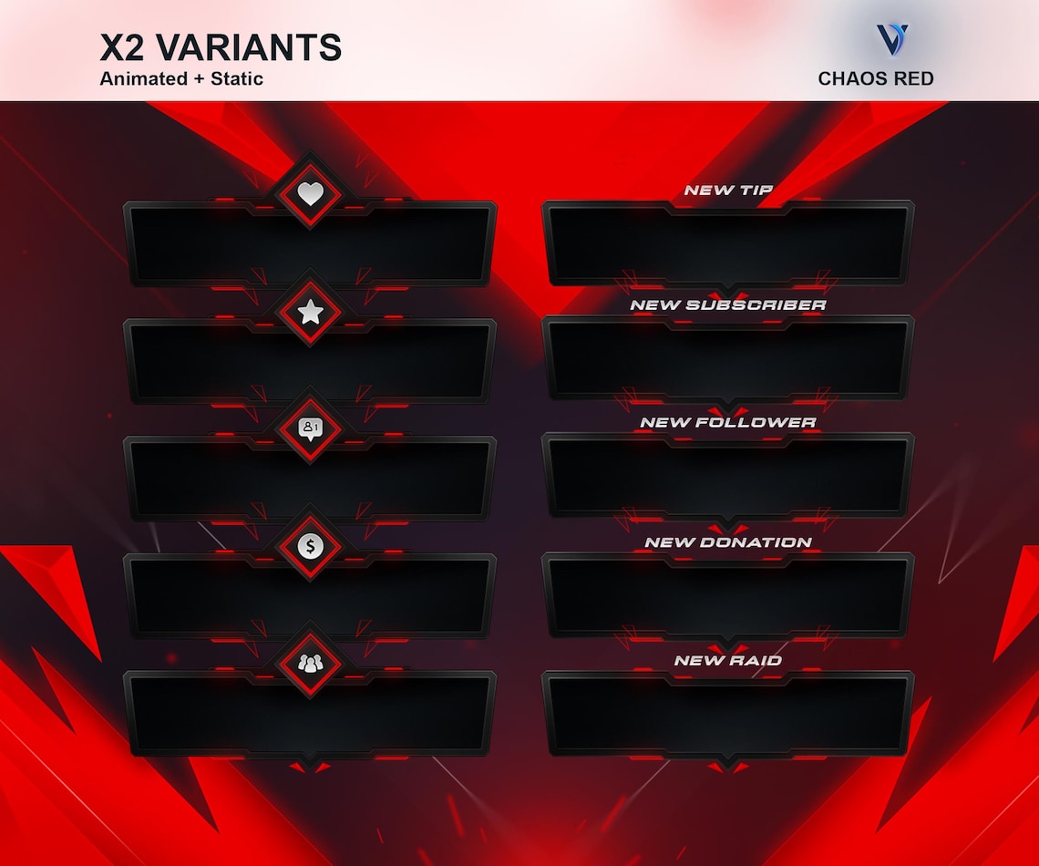 Object Show Code Red Chaos Red Animated Stream Alerts: Minimalist Overlays (digital Download ...
