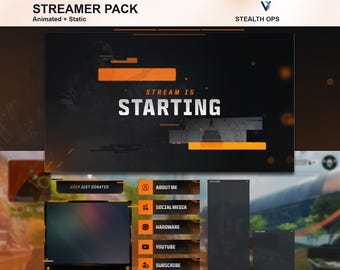 Stealth Ops Animated Stream Overlay: Military Black Orange Theme