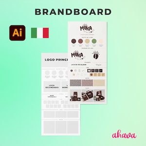 Könnte beinhalten: Brandboard für ein Kaffeeunternehmen namens "Moka d'Aurore". Das Board enthält ein Logo, eine Farbpalette, Typografie und Verpackungs-Mockups.