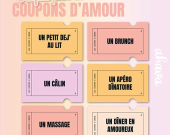 Printable Love Coupons - Couple Gift - Valentine's Day Idea - Little Romantic Attentions - Instant Download