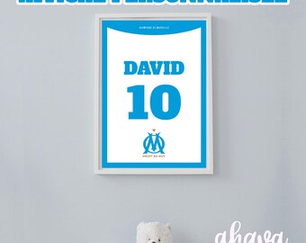 Personalized Football Shirt Poster - Club, Name & Number - Kids Room Decor - Football Fan Gift - Digital Printable File