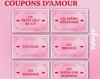 Printable Love Coupons - Couple Gift - Valentine's Day Idea - Little Romantic Attentions - Instant Download
