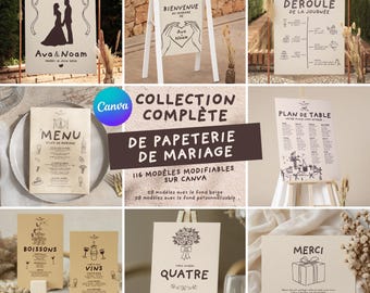 Canva Wedding Stationery | Complete Collection of 116 Editable Designs | Templates, Invitations, Menus, Seating Charts | Printable