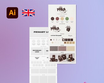 Brandboard Template Illustrator | Professional Visual Identity Sheet, Branding Kit, Simplified BrandGuidelines | .AI File - Instant Download