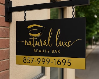 Custom Retail Display Sign for Business | Hanging Shop Sign with Bracket | Outdoor Storefront Signage | Personalized Double-Sided Sign