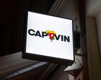 Custom Outdoor Light Box Sign, Double Sided Store Front Sign, Illuminated Round Light Box Sign, LED Blade Sign, Personalized Business Sign