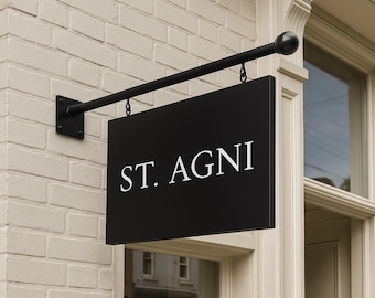 Custom Rectangle Blade Sign For Business | Double Sided Metal Storefront Sign With Logo | Hanging Outdoor Steel Shop Wall Mount Sign