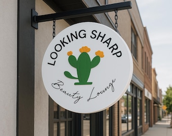 Custom Monogram Blade Sign For Business Or Home | Double Sided Hanging Steel Sign | Outdoor Metal Wall Mount Family Name Or Shop Logo