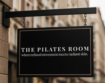 Hanging Shop Sign Custom Made | Outdoor Metal Business Logo Signage | Double Sided Steel Wall Bracket Sign | Custom Storefront Display Sign