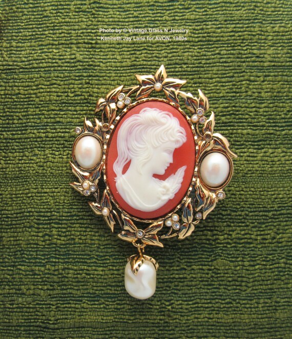 Vintage AVON Brooch: Kenneth Jay Lane Faux Cameo … - image 1