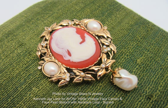 Vintage AVON Brooch: Kenneth Jay Lane Faux Cameo … - image 6