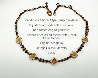Handmade Beaded Chokers. Bring back the Choker Necklace. Eye-catching designs with nature themes, like daisies and sunbursts.