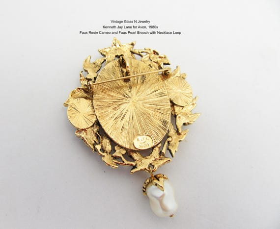 Vintage AVON Brooch: Kenneth Jay Lane Faux Cameo … - image 8