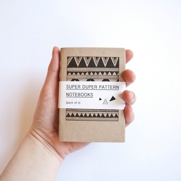 SUPERPATTERN Set of 4 hand-bound geometric pattern illustrated notebooks