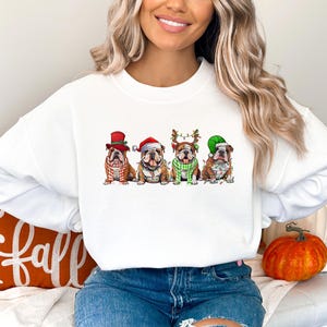 Englische Bulldogge Sweatshirt, Hunde-Liebhaber-Geschenk, Feiertags-Pullover, Weihnachten Englische Bulldogge-Shirt, Weihnachten Rundhalsausschnitt, Hundemama-Shirt, Weihnachtshemd