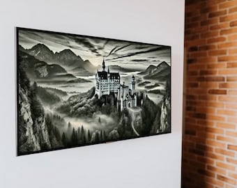 Kunstafdruk kasteel Neuschwanstein: betoverd sprookjeskasteel (digitale download)