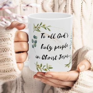 Christian Coffee Mug: Bible Verse, Floral Design,  Inspirational Coffee Cup for Faith Lovers.