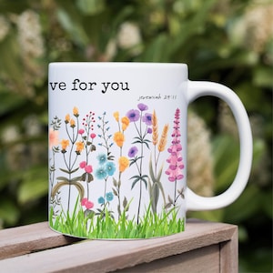 Floral Christian Mug, Christian Bible Verse Mug, Beliver Gifts, Birthday Present, Inspirational Coffee Mug.