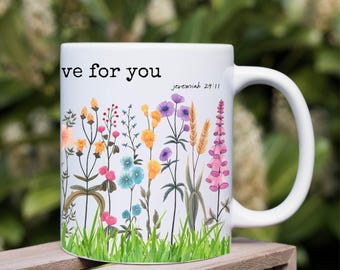 Floral Christian Mug, Christian Bible Verse Mug, Beliver Gifts, Birthday Present, Inspirational Coffee Mug.