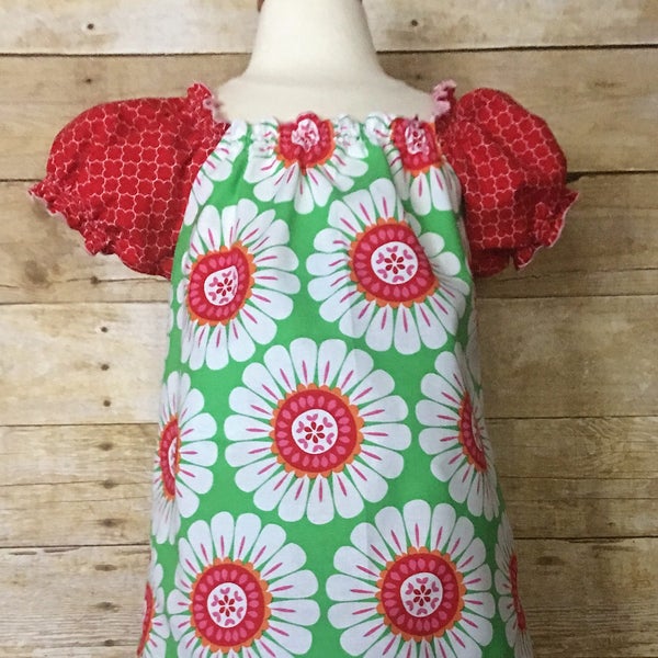 Sale Girls Size 6, Flowers Peasant Dress/Top - Ready to Ship