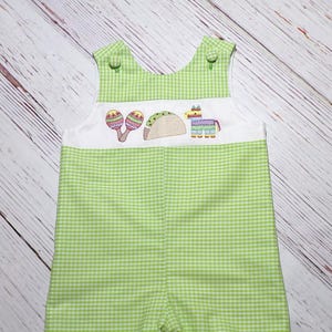 Boys Fiesta Jon Jon, Birthday Outfit, Cinco de Mayo Outfit, Green Gingham