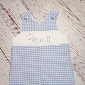 Boys Classic Blue Gingham Jon Jon, Monogrammed Jon Jon