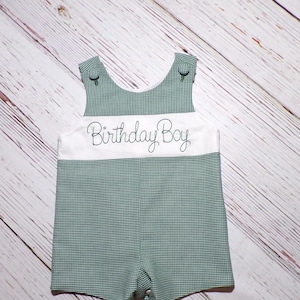 Boys Birthday Jon, Hunter Green Gingham Jon Jon, Boy Birthday Outfit
