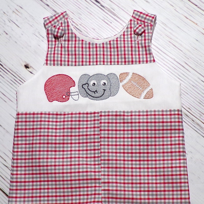 Vive la Fete Boys Embroidered Red Gingham Jon Jon - Alabama Crimson Tide main image 1
