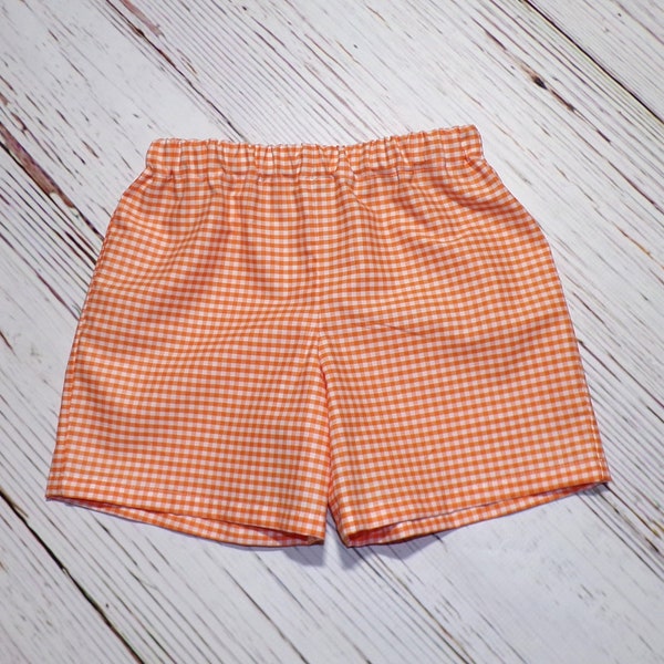 Basic 1/8 Gingham Shorts, Blue, Khaki, Yellow, Green, Orange, and Turquoise Gingham Shorts