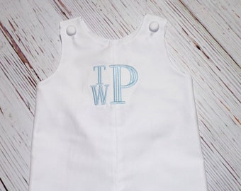White Pique Jon Jon, Monogrammed Shortall