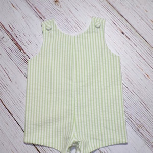 Boys Seersucker Mint Green Jon Jon, Monogram Outfit