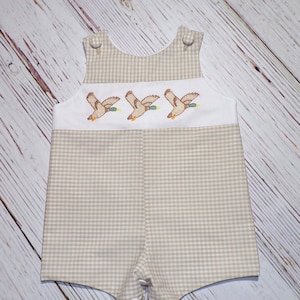 Boys Ducks Jon Jon, Khaki Gingham Jon Jon