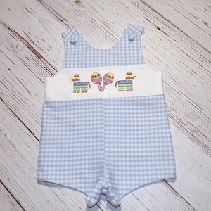 Boys Fiesta Jon Jon, Birthday Outfit, Cinco de Mayo Outfit, Blue Gingham