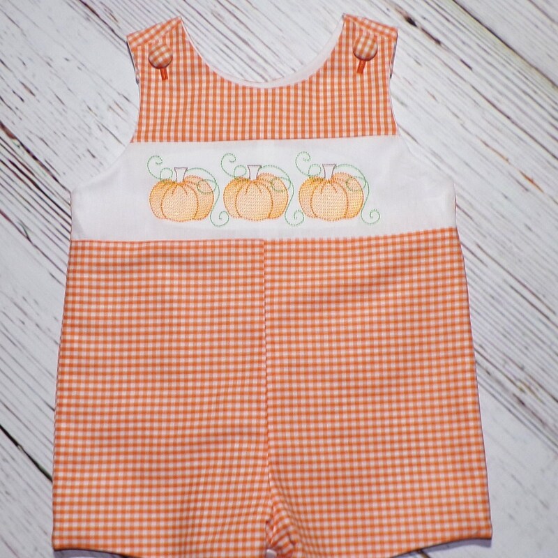 Vive la Fete Boys Embroidered Orange Gingham Jon Jon - Clemson Tiger Paw main image 0