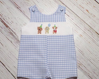 Petit Bebe Toddler Boys Red Gingham Smocked Back to School Jon Jon main image 0