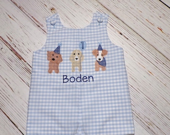 Vive la Fete Boys Rust Gingham Jon Jon - Texas Embroidered