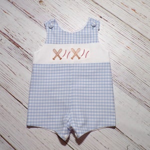 Boys Baseball Theme Jon Jon, Blue Gingham Shortall