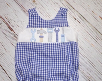 Baby Tools Bubble Romper, Blue Gingham Romper