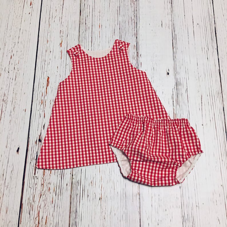 with Bottoms Girls Red Gingham A-Line Dress