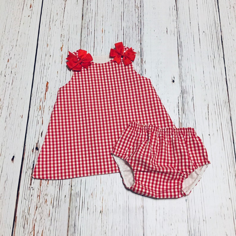 with Bottoms Girls Red Gingham A-Line Dress