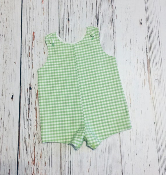 Boys Classic Green Gingham Jon Jon Monogram Outfit | Etsy